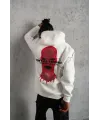 Erkek Maske Baskılı Kapüşonlu Sweat - Beyaz