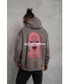 Erkek Maske Baskılı Kapüşonlu Sweat - Gri