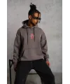 Erkek Maske Baskılı Kapüşonlu Sweat - Gri