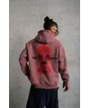 Erkek Maske Baskılı Kapüşonlu Sweat - Gül Kurusu
