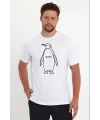 Erkek Nihilist Penguen Özel Tasarım Oversize Bisiklet Yaka Tişört - Beyaz