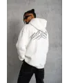 Erkek Nihilist Penguen Özel Tasarım Oversize Kapüşonlu Sweatshirt - Beyaz