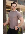 Erkek Omuzlar çizgi Detaylı Kısa Kollu T-shirt