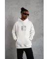 Erkek Ön Arka Baskılı Kapşonlu Sweat - Beyaz