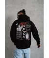 Erkek Ön Arka Baskılı Kapşonlu Sweat - Siyah