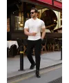 Erkek Örgü Desen Yakalı Kısa Kollu Triko Tişört