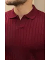 Erkek Örgü Desen Yakalı Kısa Kollu Triko Tişört