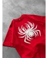 Erkek Örümcek Baskılı Tişört Kısa Kollu Bisiklet Yaka T-Shirt - Kırmızı