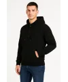 Erkek Ovarsize Kapüşonlu Swetshirt Kanguru Çepli Cıtcıtlı 3 Iplik Şardonlu Hoodie - Siyah
