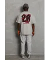 ERKEK Oversize Baskılı Bisiklet Yaka T-Shirt - Gri