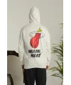 Erkek Oversize Üç İplik Kapüşonlu Sweatshirt –Sırt Ve Ön Baskılı, Kanguru Cepli, Rahat Kalıp Maskot Desenli Model - Siyah Beyaz