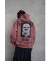 Erkek Paradise Baskılı Kapüşonlu Sweat - Gül Kurusu