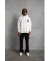 Erkek Patel Six Baskılı Kapüşonlu Sweat - Beyaz