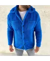 Erkek Pelüş Polar Hırka Gömlek – Yakalı, İlik Düğmeli, Göğüs Cepli, Yumuşak Dokulu Kışlık Regular Fit Rahat Günlük Model - Saks Mavisi