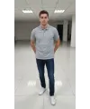 Erkek Pike Kumaş Düğmeli Yaka Regular Fit Günlük Kısa Kol Tişört T-shirt - Gri
