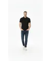 Erkek Pike Kumaş Düğmeli Yaka Regular Fit Günlük Kısa Kol Tişört T-shirt - Siyah