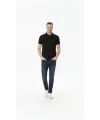 Erkek Pike Kumaş Düğmeli Yaka Regular Fit Günlük Kısa Kol Tişört T-shirt - Siyah
