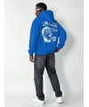 Erkek Premium Baskılı Kapşonlu Sweatshirt Üç İplik İçi Pamuklu Kanguru Cepli - Saks Mavisi