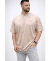 Erkek Premium Tişört OSY Yumuşak Dokulu Yıkamalı Oversize T-Shirt - Bej