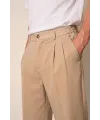 Erkek Rahat Kesim Çift Pileli Beli Lastikli Pantolon