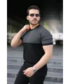 Erkek Renk Bloklu Bisiklet Yaka Kısa Kollu Triko Tişört