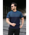 Erkek Renk Bloklu Bisiklet Yaka Kısa Kollu Triko Tişört