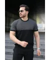 Erkek Renk Bloklu Bisiklet Yaka Kısa Kollu Triko Tişört