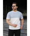 Erkek Renk Bloklu Bisiklet Yaka Kısa Kollu Triko Tişört
