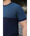 Erkek Renk Bloklu Bisiklet Yaka Kısa Kollu Triko Tişört