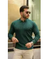 Erkek Saç örgü Desen Uzun Kollu Triko