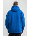 Erkek Saks Mavi Double Oversize 3 İplik Pamuklu Kapüşonlu Kanguru Cepli Sweatshirt Hoodie - Saks Mavi
