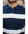 Erkek şerit Desenli Hemşire Yaka Kısa Kollu Tişört