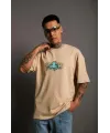 Erkek Sırt Baskılı T-shirt - Bej