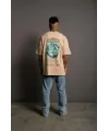 Erkek Sırt Baskılı T-shirt - Bej