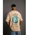 Erkek Sırt Baskılı T-shirt - Bej
