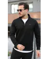 Erkek Süet Yarım Fermuar Dik Yaka Sweat