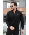 Erkek Süet Yarım Fermuar Dik Yaka Sweat