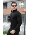 Erkek Süet Yarım Fermuar Dik Yaka Sweat