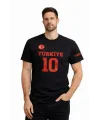Erkek TÜRKİYE Ay Yıldız Baskılı 10 Numara Forma Tişört Taraftar T-Shirt - Siyah