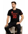Erkek TÜRKİYE Ay Yıldız Baskılı 10 Numara Forma Tişört Taraftar T-Shirt - Siyah