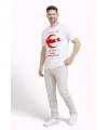 Erkek TÜRKİYE Ay Yıldız Baskılı Taraftar Forma T-Shirt - Beyaz