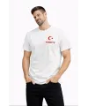 Erkek TÜRKİYE Ay Yıldız Baskılı Taraftar Forma T-Shirt - Beyaz