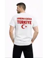 Erkek TÜRKİYE Ay Yıldız Baskılı Taraftar Forma T-Shirt - Beyaz