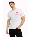Erkek TÜRKİYE Ay Yıldız Baskılı Taraftar Forma T-Shirt - Beyaz