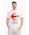 Erkek TÜRKİYE Ay Yıldız Baskılı Taraftar Forma T-Shirt - Beyaz