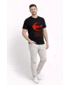Erkek TÜRKİYE Ay Yıldız Baskılı Taraftar Forma T-Shirt - Siyah
