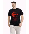 Erkek TÜRKİYE Ay Yıldız Baskılı Taraftar Forma T-Shirt - Siyah