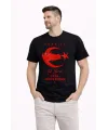 Erkek TÜRKİYE Ay Yıldız Baskılı Taraftar Forma T-Shirt - Siyah