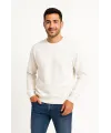 Erkek Üç İplik Düz Bisiklet Yaka SweatShirt - Beyaz