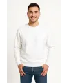 Erkek Üç İplik Düz Bisiklet Yaka SweatShirt - Beyaz